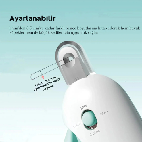 Törpülü Hazneli Ayarlanabilir Kedi Köpek Tırnak Makası - PetNail Pro