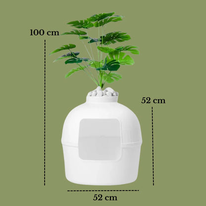 PetFlora Dekoratif Kedi Tuvaleti/Evi Beyaz