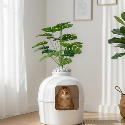 PetFlora Dekoratif Kedi Tuvaleti/Evi Beyaz