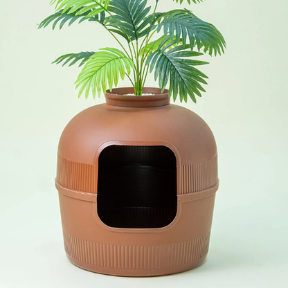 PetFlora Dekoratif Kedi Tuvaleti/Evi Kahverengi