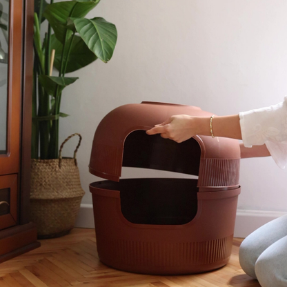 PetFlora Dekoratif Kedi Tuvaleti/Evi Kahverengi