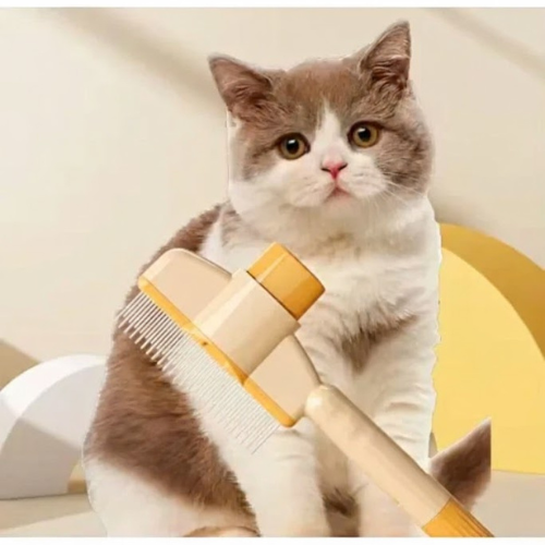 Kısa Tüyler İçin Sık Dişli Basmalı Kedi Tarağı - PetSoft